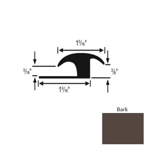 Flextones Bark Vinyl 160 Ceramic / Wood Carpet Transition - 3/8" X 12 Ft - Thermoplastic