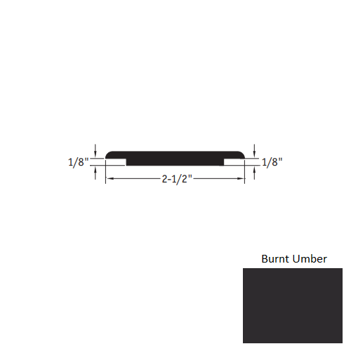 Johnsonite Burnt Umber Vinyl Moulding / Trim - 2 1/2" X 12 Ft (144") X 1/8" - 1/8" Wheeled Traffic Transition - Wheeled Traffic Transition