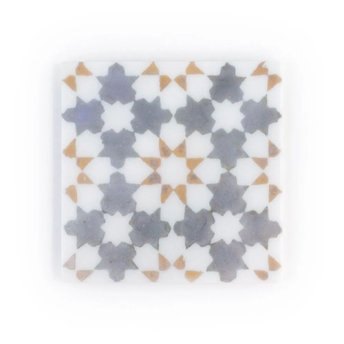 Classic Statuario Brushed Marble Mediterranean Manor Tile, 6" x 6"