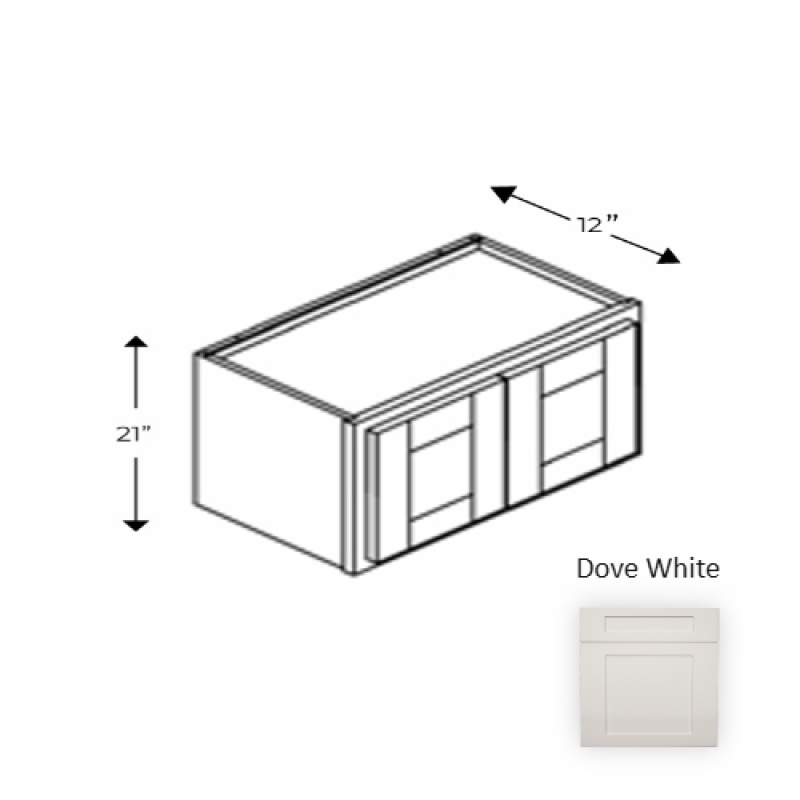 Framed Shaker Classic Dove White Natural Clear Coat Wood Kitchen Wall Cabinet - 33" X 21" X 12" - Natural Clear Coat