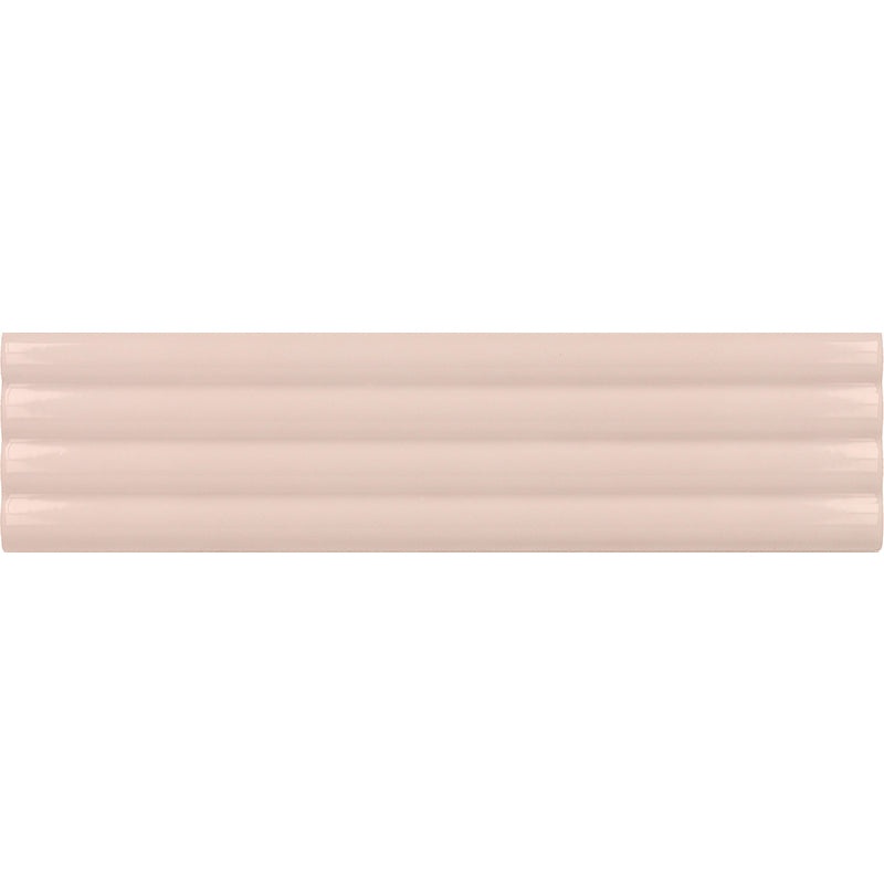 Ridge Pink Deco Ceramic Tile - Glossy - 1.97" x 7.87"