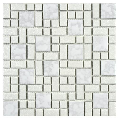 University White Porcelain Mosaic - Block Random - Mixed