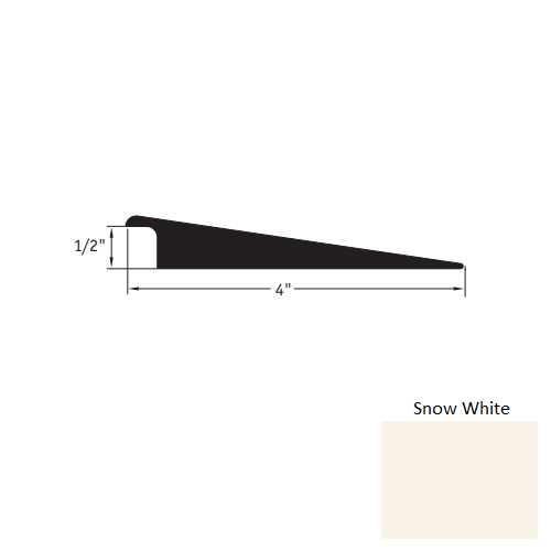 Johnsonite Snow White Vinyl Moulding / Trim - 4" X 12 Ft (144") X 1/2" Wheeled Traffic Transition - Wheeled Traffic Transition