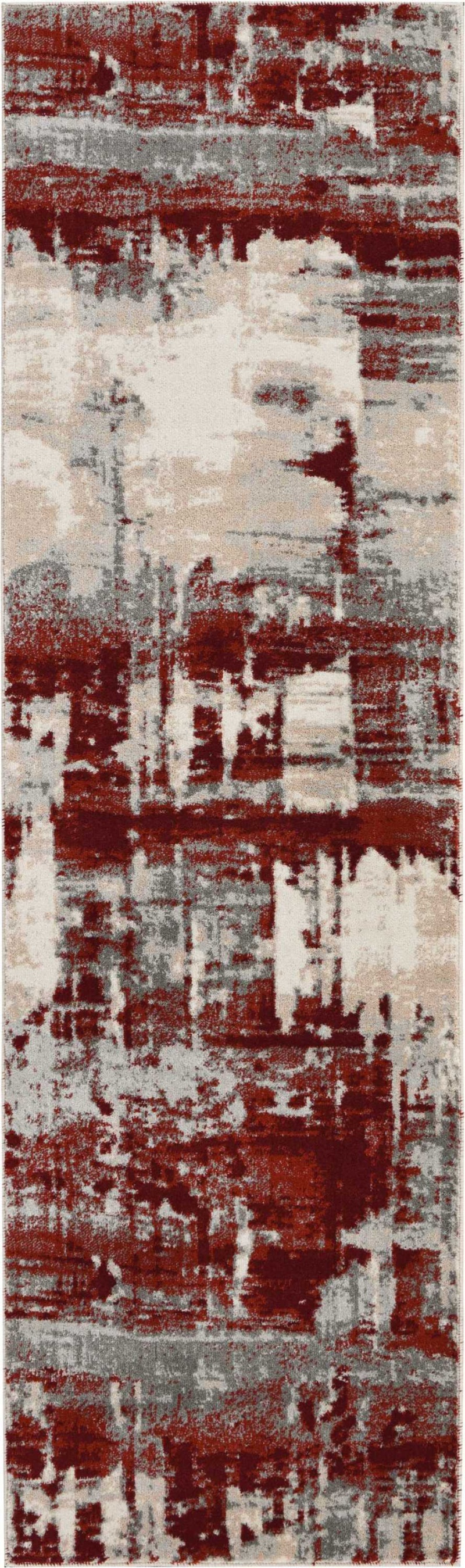 Maxell Ivory / Red Mae14 Polyester Modern Area Rug - 8 Ft