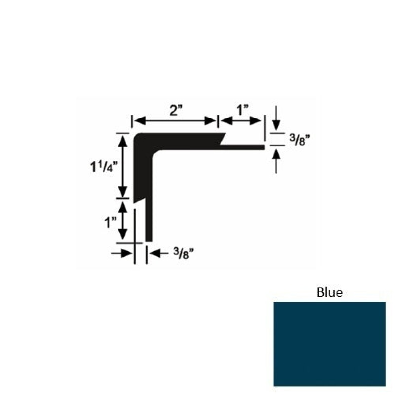 Solid 15 Blue Rubber Double Flange Carpet Stair Nosing
