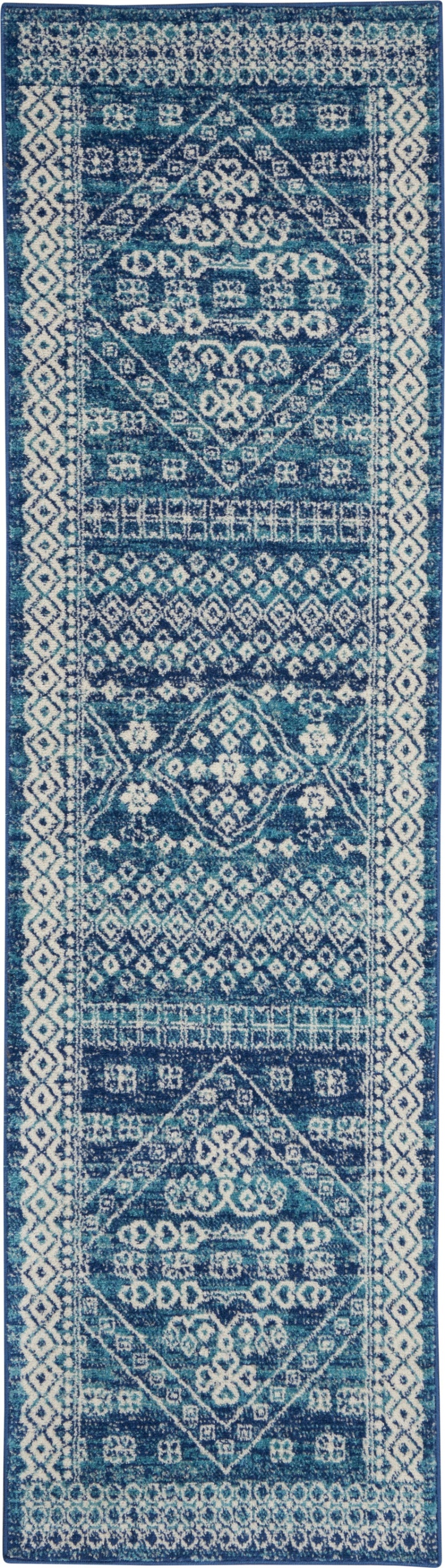 Passion Psn27 Navy Blue Polypropylene Bohemian Area Rug - 8 Ft Runner