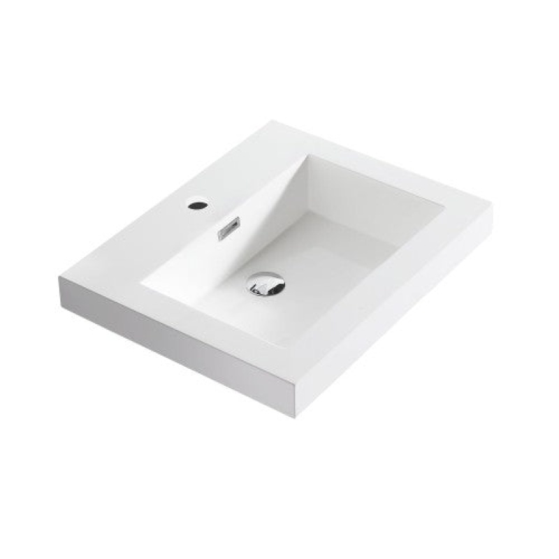 White Resin Drop-In Bathroom Sink 21" x 18 1/4" x 2"