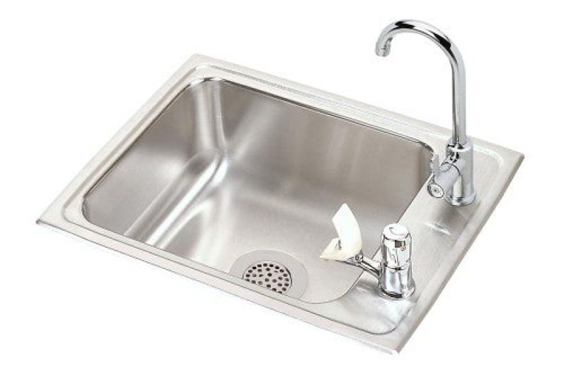 Drkr2217rc Lustertone Classic Stainless Steel Drop In Single Bowl Kitchen Sink - 22" X 17" X 7 5/8" 2 Holes With Faucet Bubbler Strainer - Stainless Steel