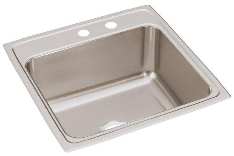 Dlr222210mr2 Lustertone Classic Stainless Steel Drop In Single Bowl Kitchen Sink - 22" X 22" X 10 1/8" With 2 Holes - Stainless Steel