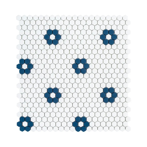 The Press 14204 Navy Glass Mosaic - Hexagon - Matte