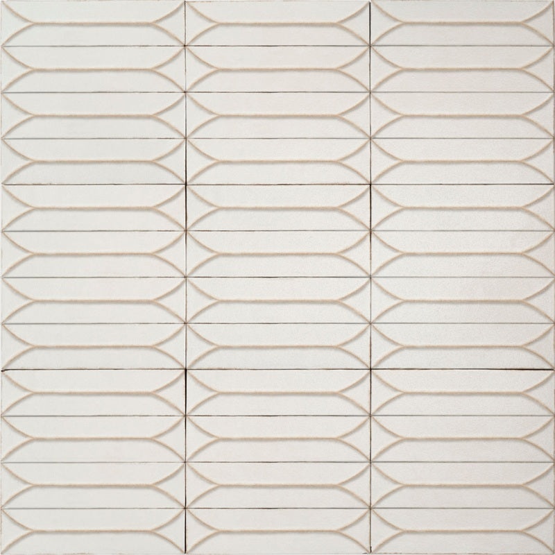 Terramater Vanilla Wave Crest Porcelain Tile - Glossy - 3.5" X 15"
