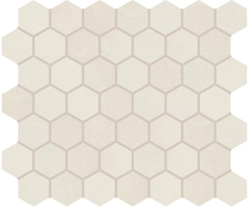 Moroccan Concrete Off White Ceramic Mosaic - 1.5" Hexagon - Matte