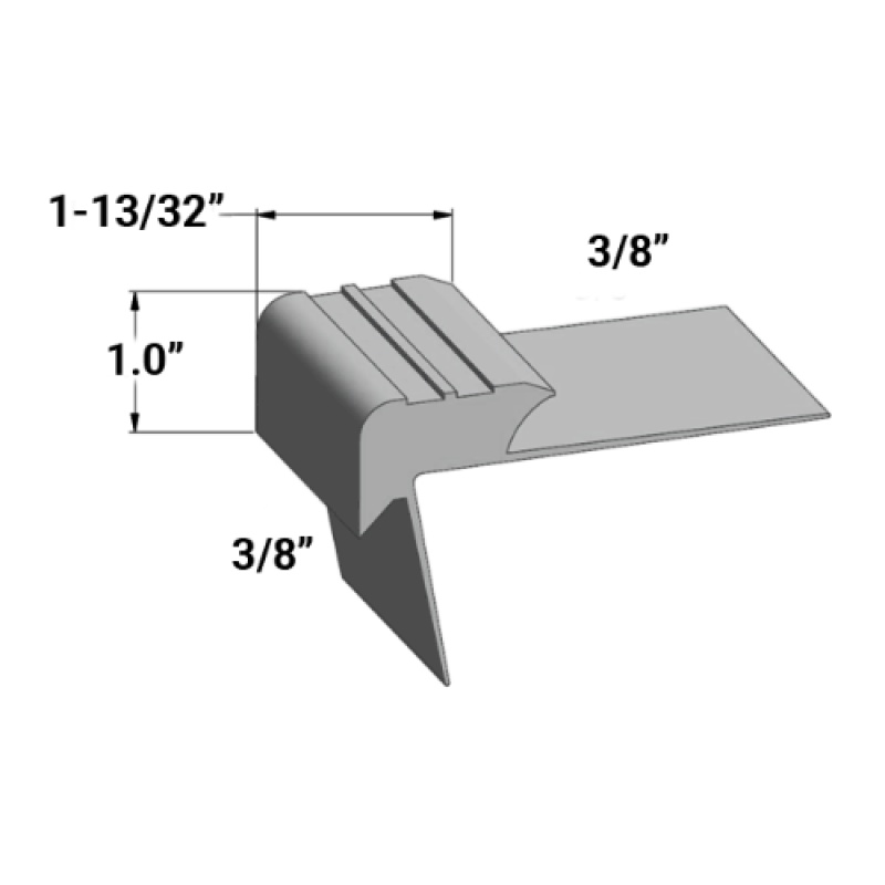 Johnsonite Sterling Silver Slim Line Vinyl Nosing, 1 13/32" x 12 Ft