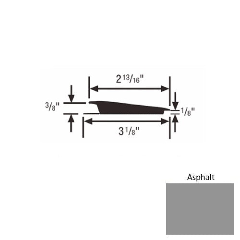 Solid 67 Asphalt Rubber Rolling Traffic Transition - 3 1/8" X 9 Ft (108") X 3/8" - 1/8"