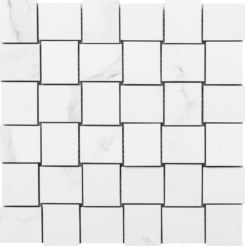 Statuario Porcelain Mosaic - Basket Weave