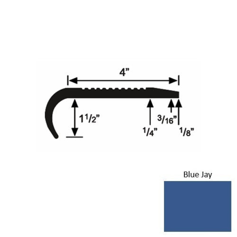 Solid 02 Blue Jay Rubber Commercial Stair Nosing (Rd) - 4" X 9 Ft (108")