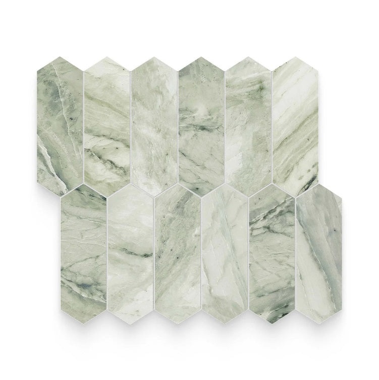 Ming Green Marble Mosaic - 2" X 6" Picket Fence - Honed