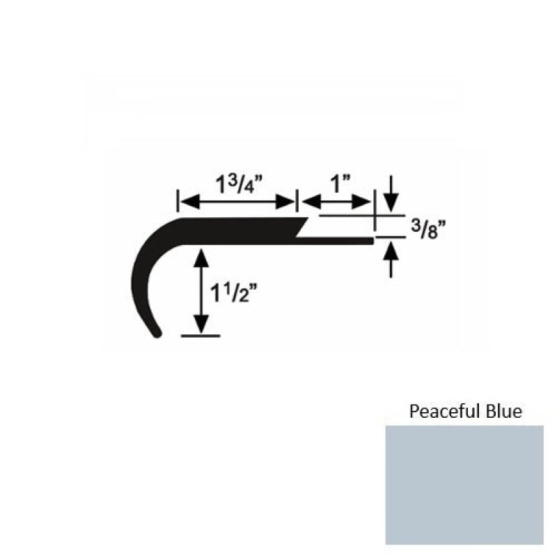Solid 12 Peaceful Blue Rubber Single Flange Carpet Stair Nosing