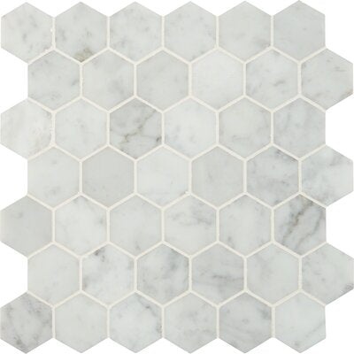 Carrara White Marble Mosaic - 2" X 2" Hexagon