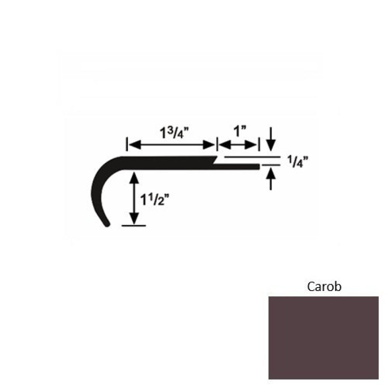 Solid 14 Carob Rubber Single Flange Carpet Stair Nosing (Rd) - 1 3/4" X 9 Ft (108")