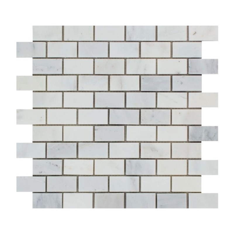 Oriental White Marble Mosaic - 1" X 2" Brick