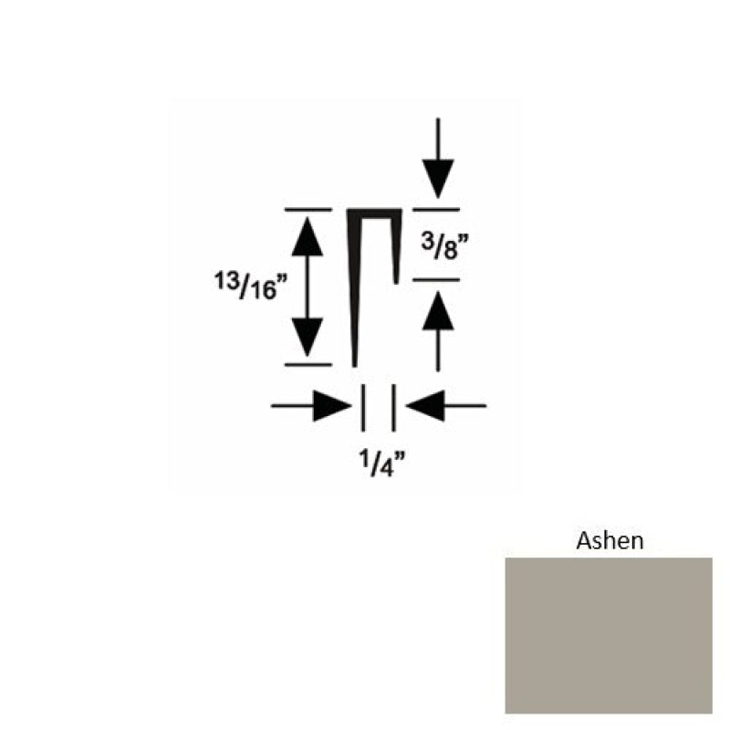 Solid 47 Ashen Rubber Cove Cap Square - 1/4" X 9 Ft (108")