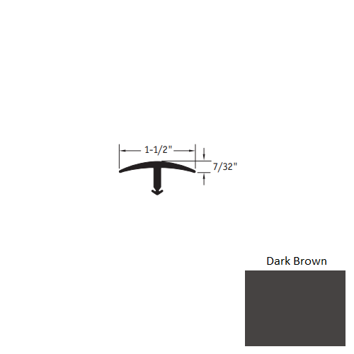Johnsonite Dark Brown Vinyl Moulding / Trim - 1 1/2" X 12 Ft (144") X 1/2" T Molding - T Molding