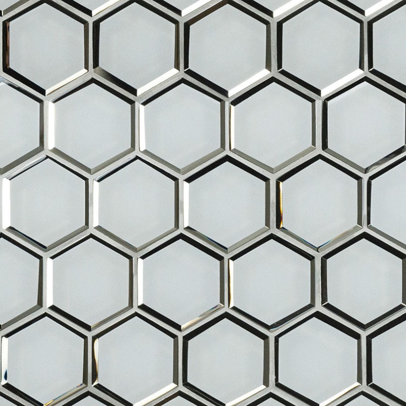 Ice Beveled Glass Mosaic - 3" Hexagon - Glossy