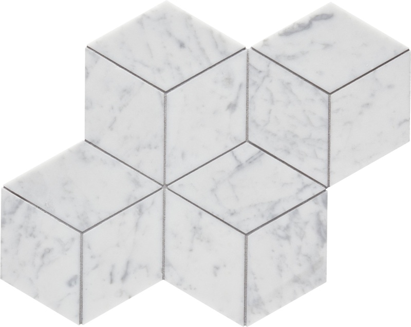 Completa Bianco Venatino Marble Mosaic - Rhomboid - Honed