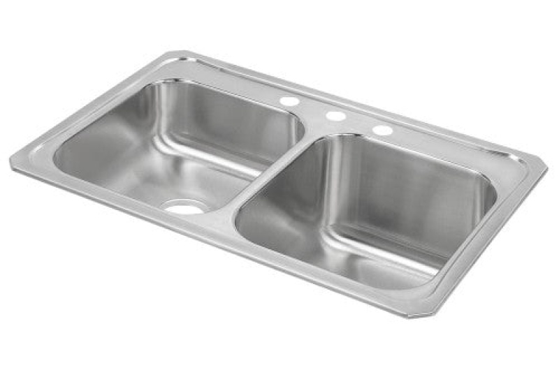 Stcr3322r3 Celebrity Stainless Steel Drop In Double Bowl Kitchen Sink - 33" X 22" X 10 1/4" With 3 Holes - Stainless Steel