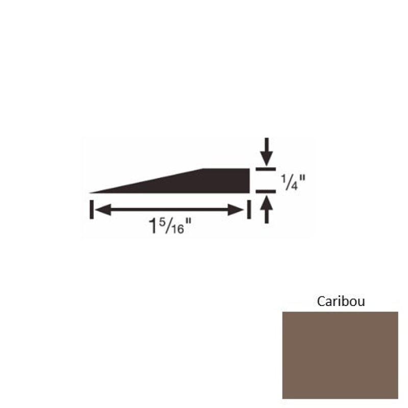 Solid 24 Caribou Rubber Reducer Strip - 1 5/16" X 9 Ft (108") X 1/4"