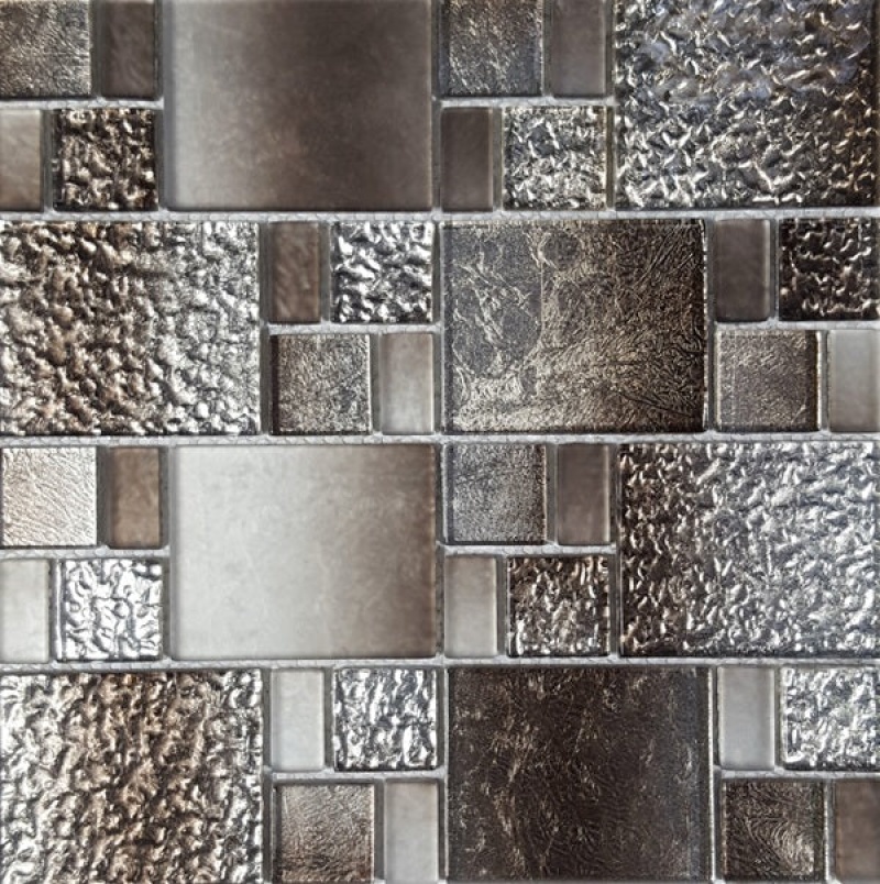 Terra Bella Silver Glass Mosaic - Block Random - Glossy