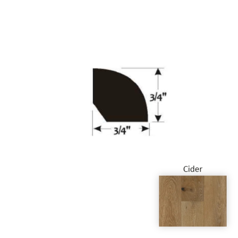 Premier Cider Hardwood Moulding / Trim - 3/4" X 90" Quarter Round - Wire Brushed