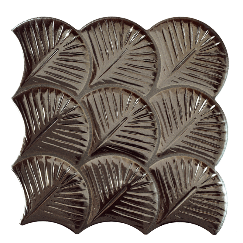 Shell 3D Anthracite Porcelain Tile - Textured - 12" X 12" Scale
