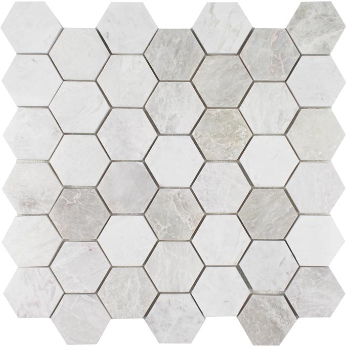 Iceberg Deco Natural Stone Mosaic - 2" Hexagon - Polished