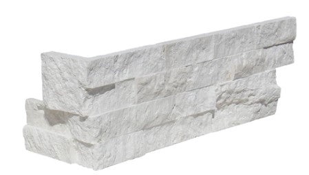 Tuscan White Limestone Ledgestone Corner - Split Face - 6" X 24"