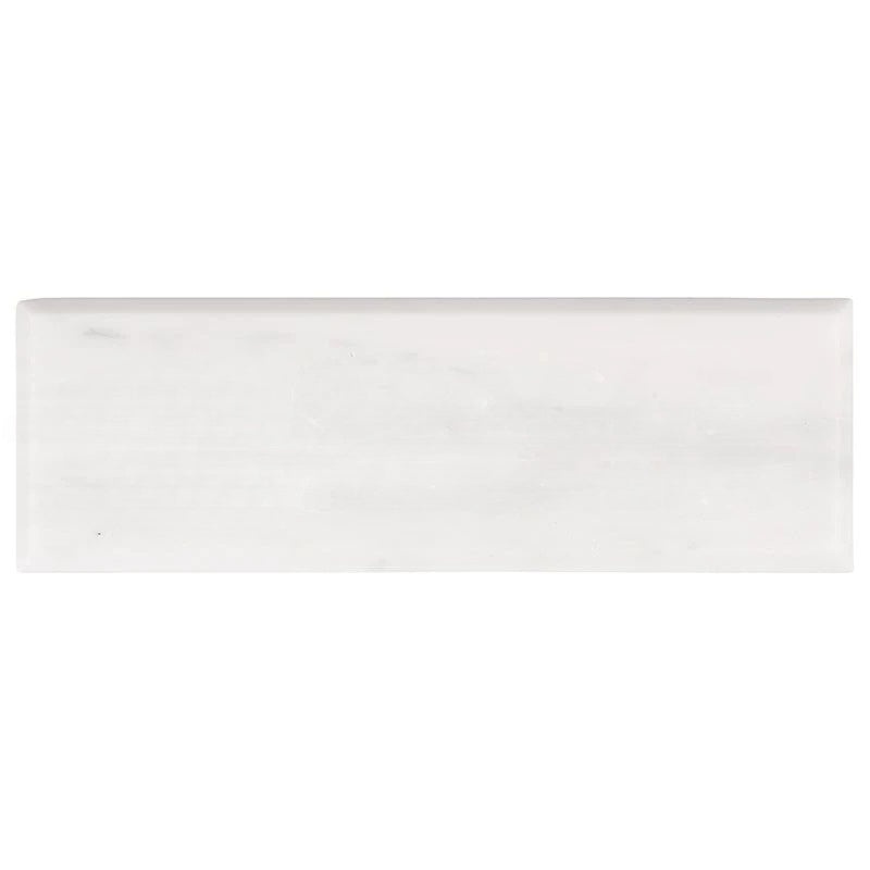Oriental White Long Side Single Edge Bullnosed Marble Tile
