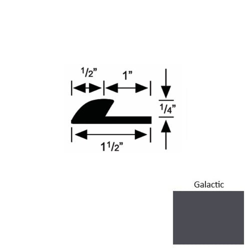 Solid 35 Galactic Rubber Underlap Carpet Edge - 1 1/2" X 9 Ft (108") X 1/4"