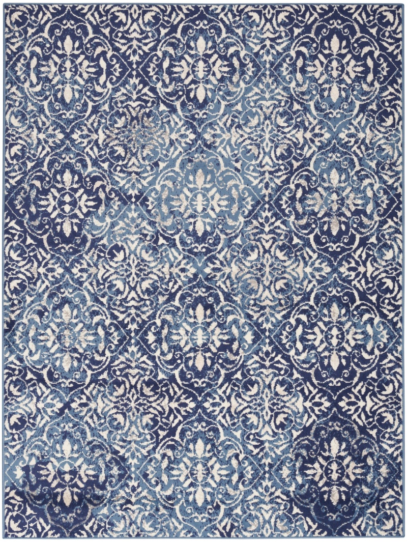 Jubilant Navy Ivory Polypropylene Vintage Area Rug