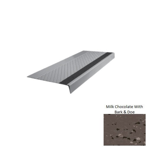 Spextones Milk Chocolate With Bark & Doe Type 685 With Flush Ribbed / Smooth Insert Distinct Designs Rubber - 12" X 72" Stair Tread - Diamond Profile Design