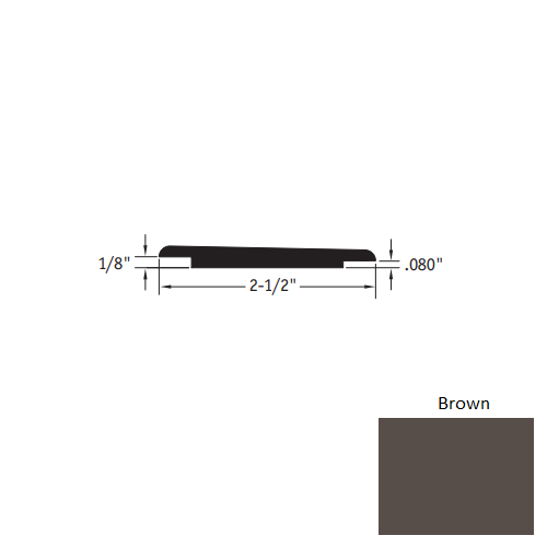 Johnsonite Brown Vinyl Moulding / Trim - 2 1/2" X 12 Ft (144") X 1/8" - .080" Wheeled Traffic Transition - Wheeled Traffic Transition