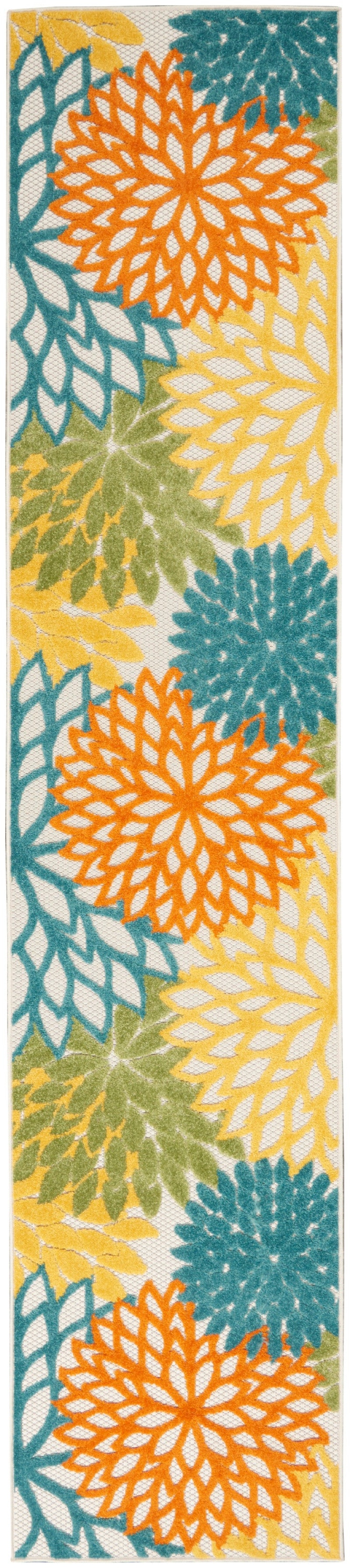 Aloha Turquoise Multicolor Polypropylene Tropical Area Rug