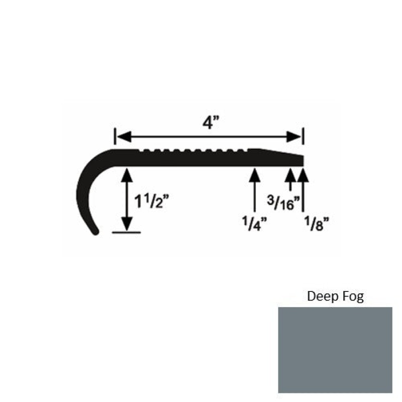 Solid 02 Deep Fog Rubber Commercial Stair Nosing (Rd) - 4" X 9 Ft (108")