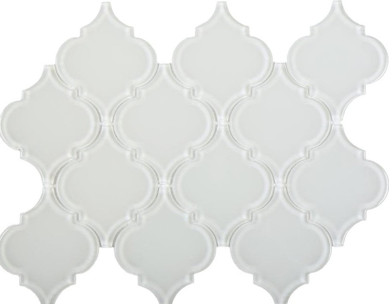 Regal Super White Glass Mosaic - Arabesque - Glossy