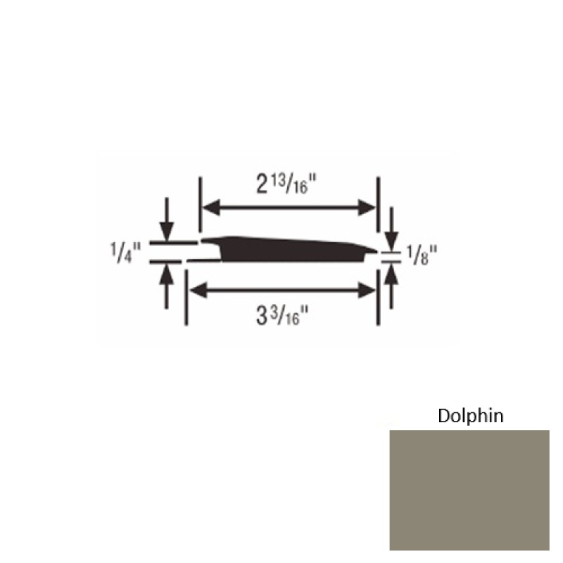 Solid 65 Dolphin Rubber Rolling Traffic Transition - 3 3/16" X 9 Ft (108") X 1/4" - 1/8"