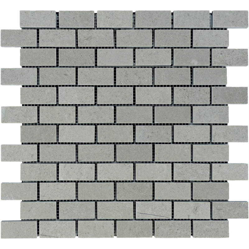 Tao Gray Marble Mosaic - 1" x 2" Brick - Polished