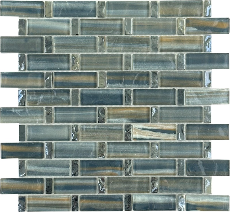 Silver Seas Glass Mosaic - 1" X 3" Brick - Polished