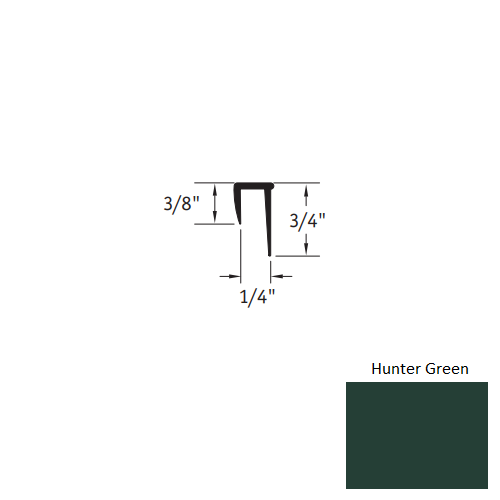 Johnsonite Hunter Green Vinyl Moulding / Trim - 1/4" X 12 Ft (144") Square Cap Cove Cap - Square Cap Cove Cap