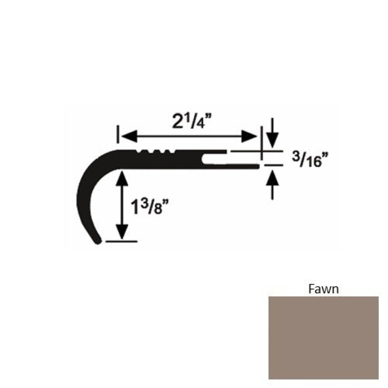 Solid 18 Fawn Rubber Undercut Carpet Nosing (Rd) - 2 1/4" X 9 Ft (108")
