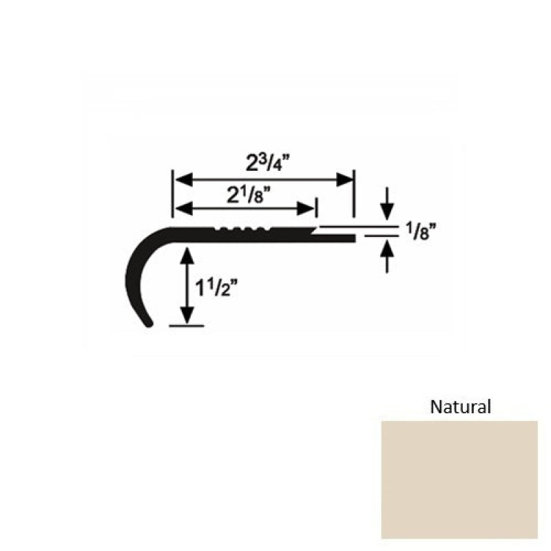 Solid 10 Natural Rubber Underlap Stair Nosing